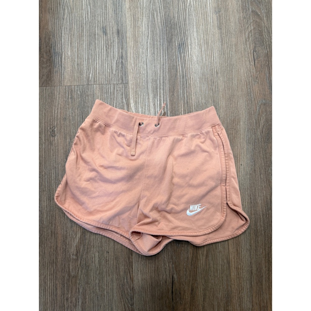 Nike Sportswear Women XS Peach Pink Jersey Dolphin Hem Shorts CJ3833-827